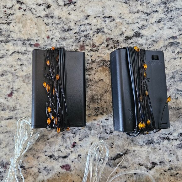 4 SETS TWINKLE MICRO LIGHTS BATTERY OPERATED FALL ORANGE & CHRISTMAS CLEAR - Picture 2 of 4